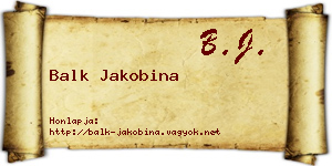 Balk Jakobina névjegykártya